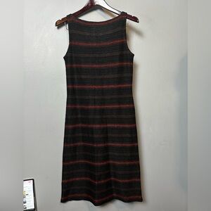 Ralph Lauren Black and Red Striped Midi linen Dress size small  a- line bodycon